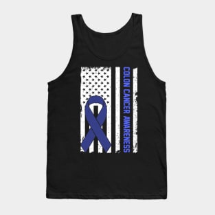 Colon Cancer Awareness Usa American Flag Tank Top